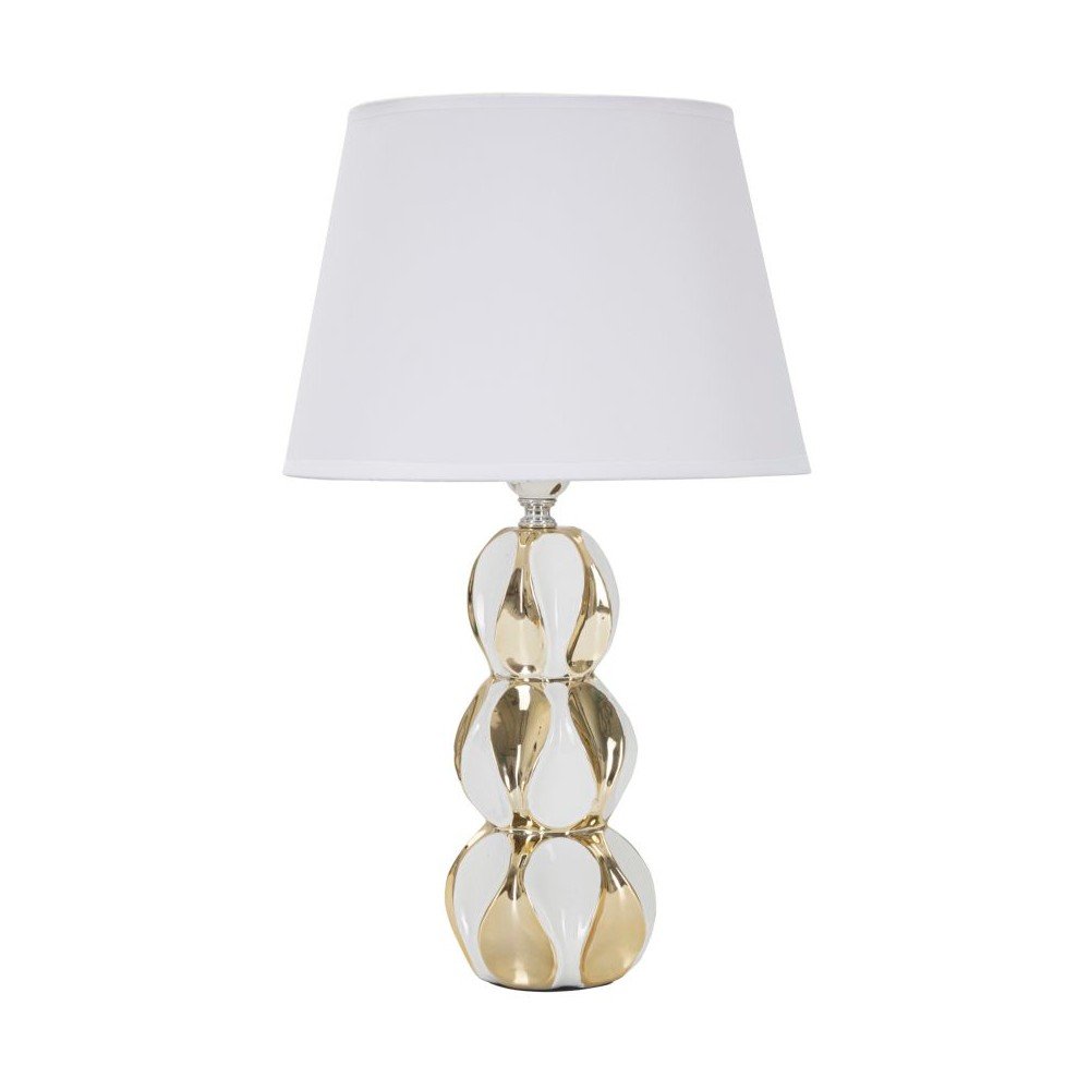 Fehér-aranyszínű kerámia asztali lámpa textil búrával (magasság 46 cm) Glam Balls Mauro Ferretti