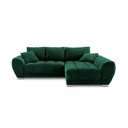 Nuage palackzöld kinyitható sarokkanapé bársony kárpittal, jobb oldali - Windsor & Co Sofas