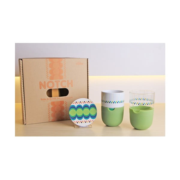 Take A Break 2 latté pohár poháralátéttel és zöld szilikon tokkal - Silly Design