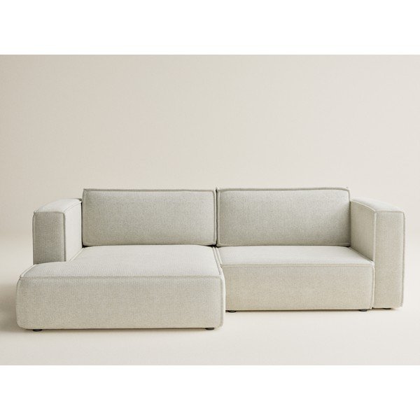 Krémszínű zsenília kinyitható-tárolóhelyes sarokkanapé (bal oldali-heverő résszel) Velto – Maison de Rêve-image-2