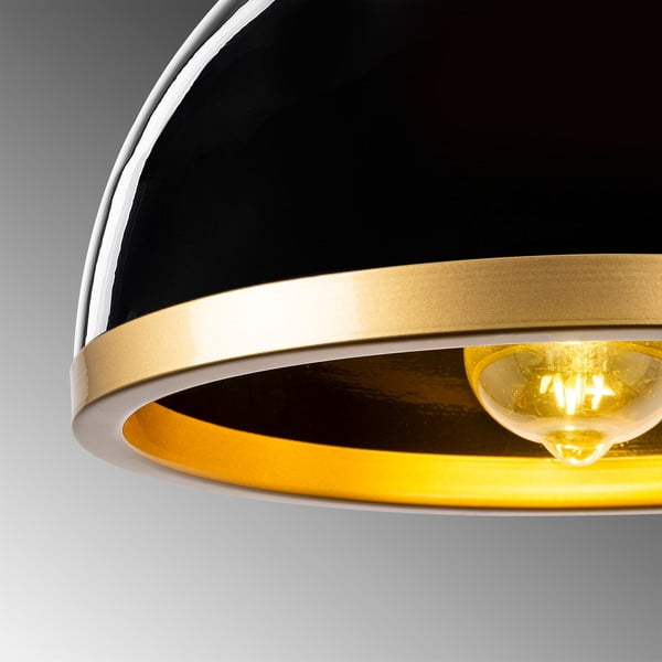 Fekete-aranyszínű függőlámpa fém búrával ø 30 cm Ferenci – Opviq lights-image-2