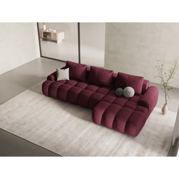 Borvörös kinyitható-tárolóhelyes sarokkanapé (jobb oldali-heverő résszel) Linz – Cosmopolitan Design-image-1