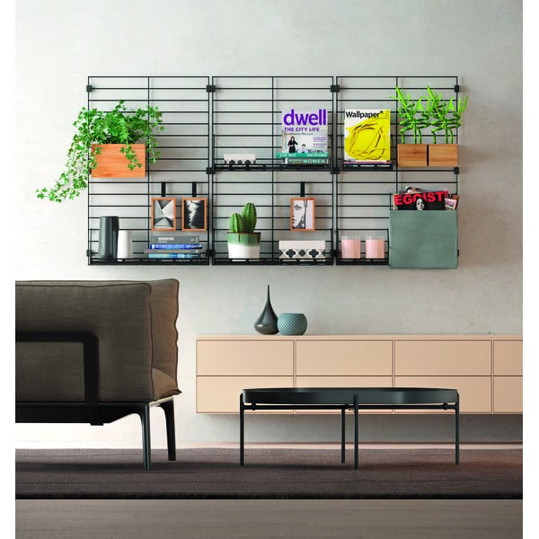 Fekete fém moduláris polcrendszer konzol Mural – Metaltex-image-3