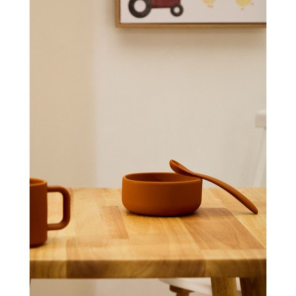 Világoskék-narancssárga műanyag-szilikon gyerek kanál szett 2 db-os Lili – Kave Home-image-2