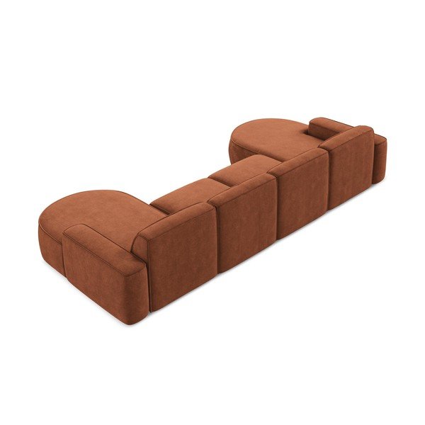 Terrakotta színű zsenília sarokkanapé (U alakú) Omao – Makamii-image-3
