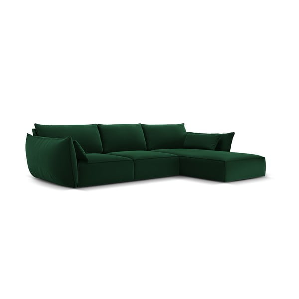 Sötétzöld bársony sarokkanapé (jobb oldali-heverő résszel) Vanda – Mazzini Sofas-image-2