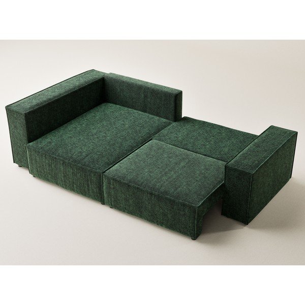 Sötétzöld zsenília kinyitható-tárolóhelyes sarokkanapé (bal oldali-L alakú) Tonga – Maison de Rêve-image-3