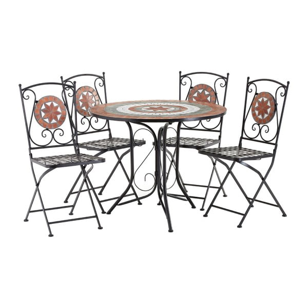 Amalfi 4 db téglapiros kerti szék és mozaikos asztal szett - Premier Housewares