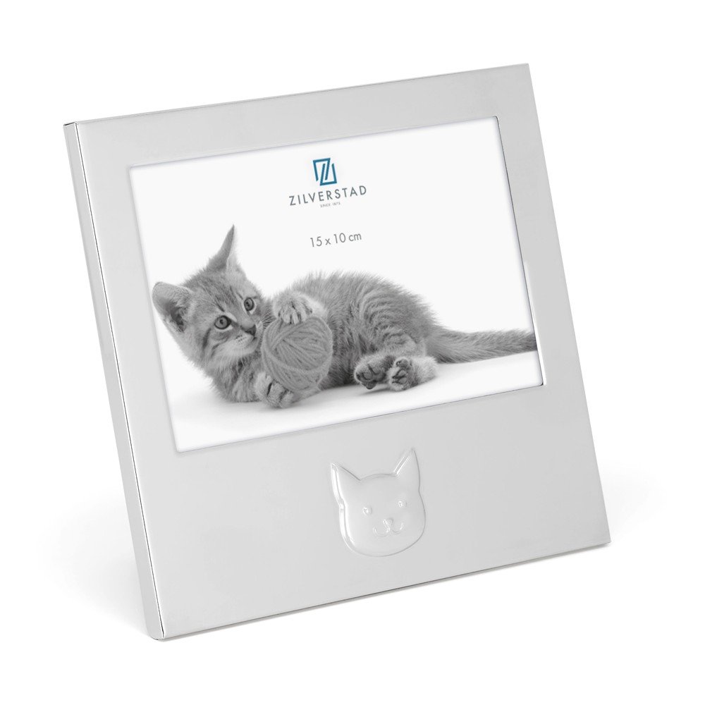 Ezüstszínű fém álló képkeret 16x17 cm Cat Zilverstad