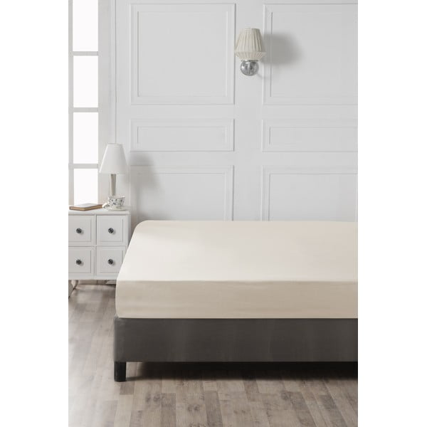 Világosbézs gumis pamut lepedő 160x200 cm - Mijolnir-image-2