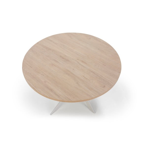 Kerek étkezőasztal tölgyfa dekoros asztallappal ø 120 cm Ther – Marckeric-image-3