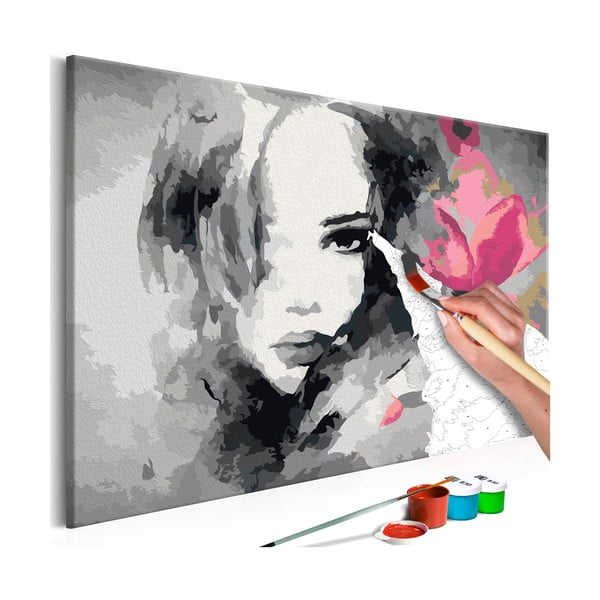Pink Flower DIY készlet, saját vászonkép festése, 60 x 40 cm - Artgeist