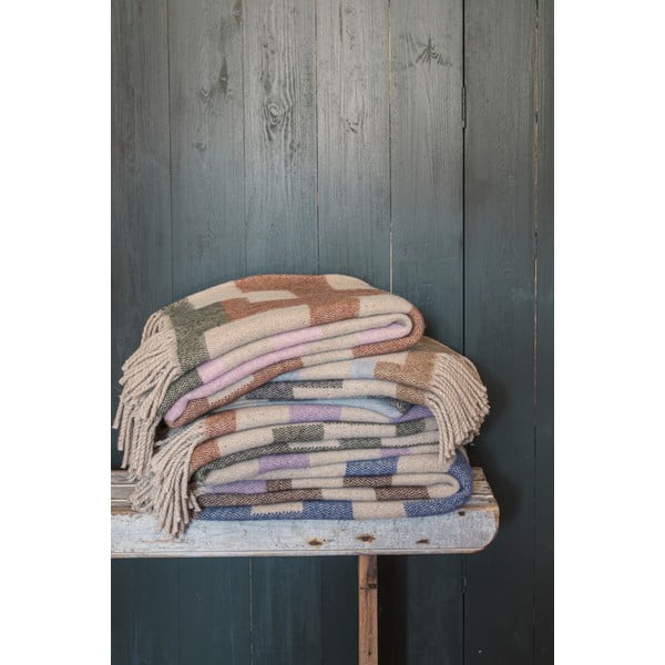 Kék-barna gyapjúkeverék takaró 130x190 cm Maze – Mette Ditmer Denmark-image-3