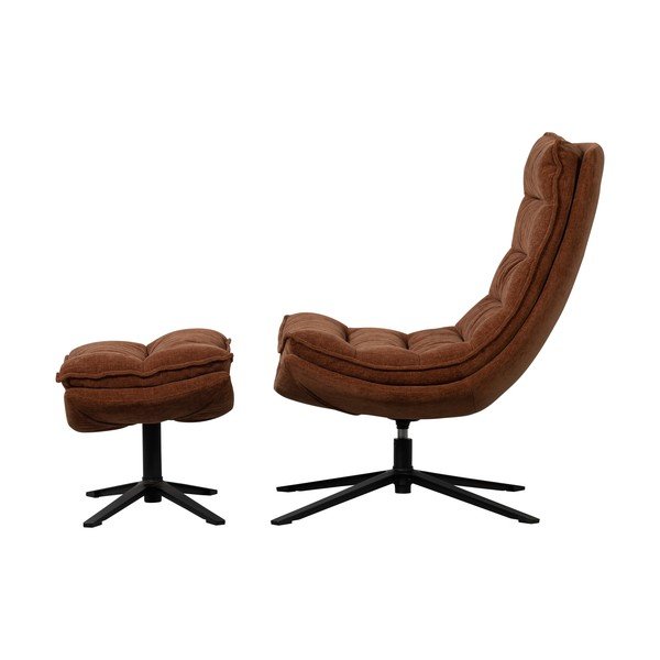 Barna forgó zsenília fotel lábtartóval Kube – WOOOD-image-2