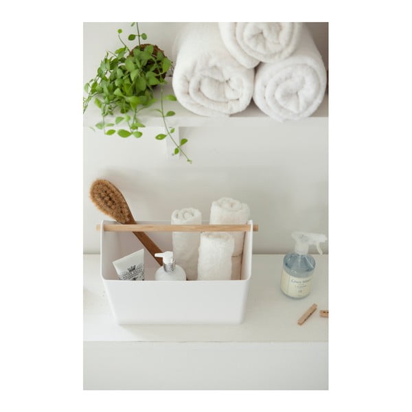 Fehér-natúr színű műanyag tárolódoboz 21x37x24 cm Favori – YAMAZAKI-image-1