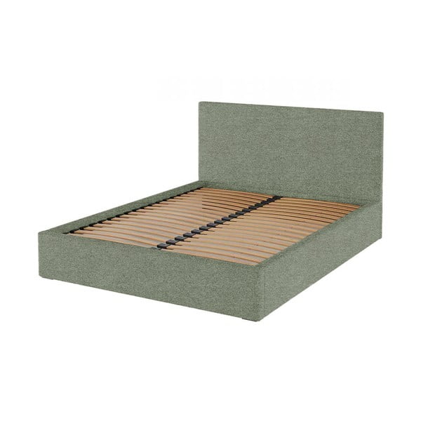 Zöld kárpitozott ágyneműtartós franciaágy ágyráccsal 180x200 cm Bufo – MESONICA-image-3