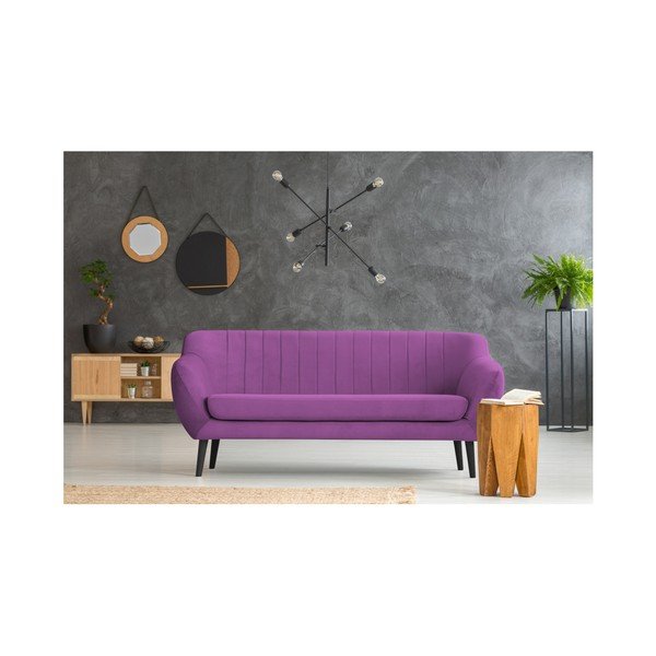 Toscane lila kétszemélyes kanapé, fekete lábakkal - Mazzini Sofas-image-3
