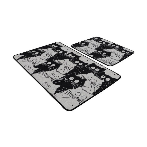 Fekete-szürke fürdőszobai kilépő szett 2 db-os 60x100 cm White Cats – Foutastic-image-2