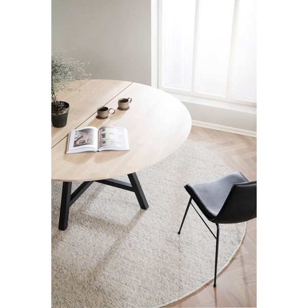 Kerek étkezőasztal tölgyfa dekoros asztallappal 150x150 cm Carradale - Rowico-image-2