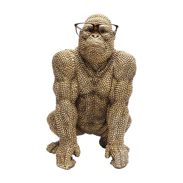 Gorilla aranyszínű dekorációs szobor, magasság 46 cm - Kare Design