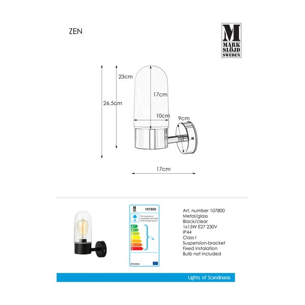 Zen Wall Black Clear fekete fali lámpa - Markslöjd-image-2