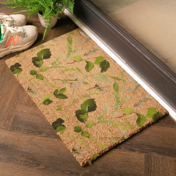 Kókuszrost lábtörlő 40x60 cm Watercolour Leaves – Artsy Doormats-image-1