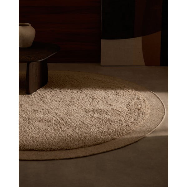 Krémszínű kézi szövésű gyapjú kerek szőnyeg ø 200 cm Marely – Kave Home-image-2