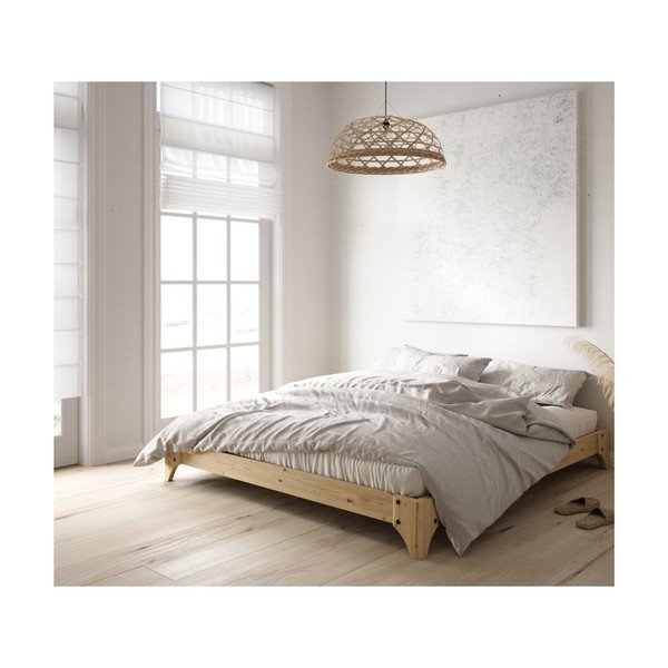 Elan Comfort Mat Natural Clear/Black borovi fenyőfa franciaágy matraccal, 160 x 200 cm - Karup Design-image-4