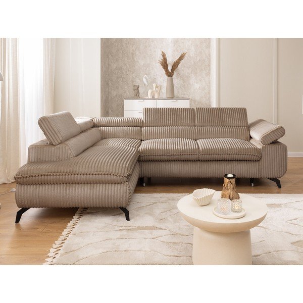 Barna kordbársony sarokkanapé (bal oldali-L alakú) Marbeya  – Ropez-image-4