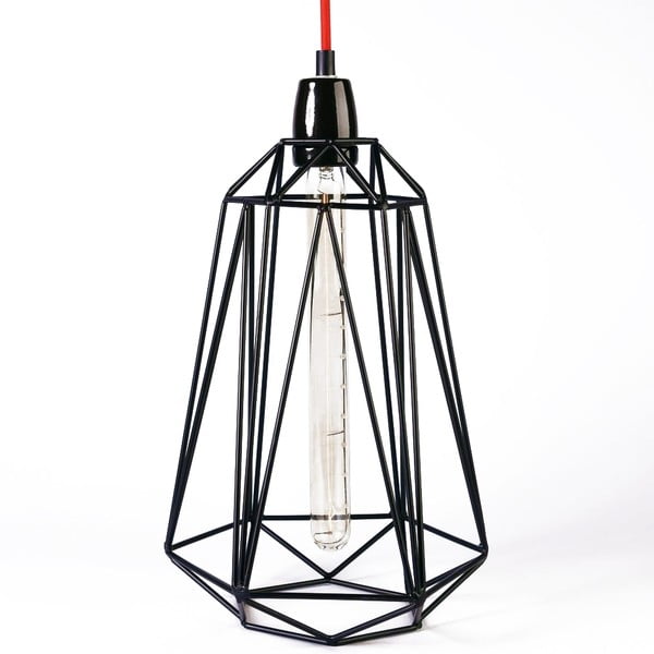Diamond #3 lámpa fekete lámpaburával és piros kábellel - Filament Style