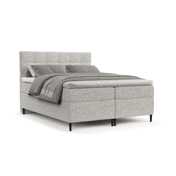 Világosszürke ágyneműtartós boxspring ágy 200x200 cm Urbaneo – Maison de Rêve-image-2