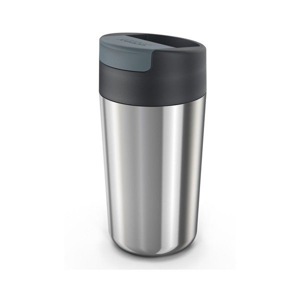 Sötétkék-fényes ezüstszínű utazóbögre 450 ml Sipp – Joseph Joseph