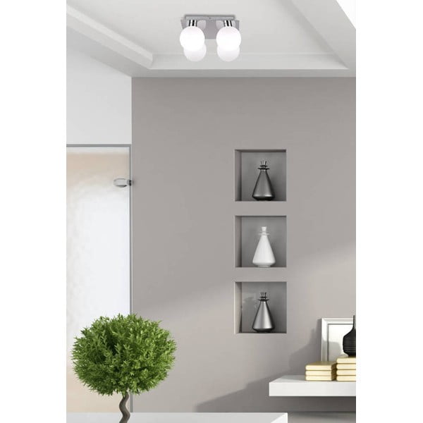 Ezüstszínű mennyezeti lámpa üveg búrával 25x25 cm Oden – Candellux Lighting-image-3