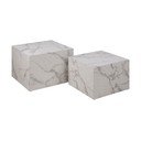 Fehér dohányzóasztal szett márvány dekorral, 2 db-os  58x58 cm Dice – Actona