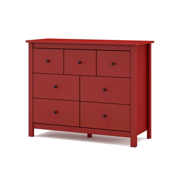 Piros borovi fenyő alacsony komód 110x80 cm Misti – Marckeric-image-4