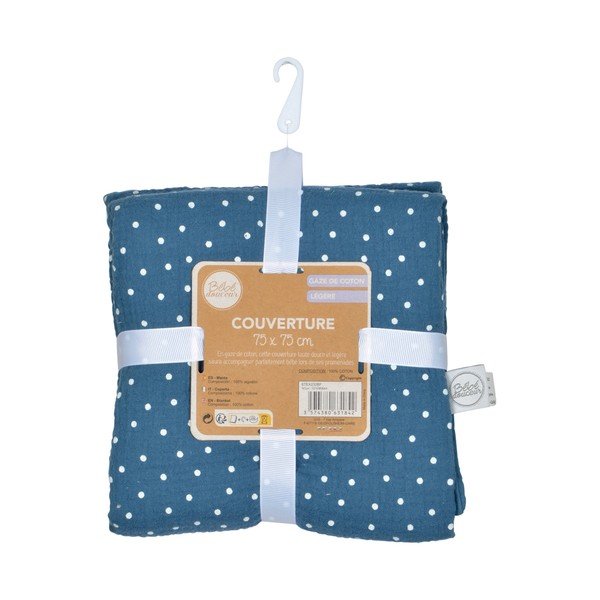 Kék muszlin gyerek takaró 75x75 cm – Bébé Douceur-image-3
