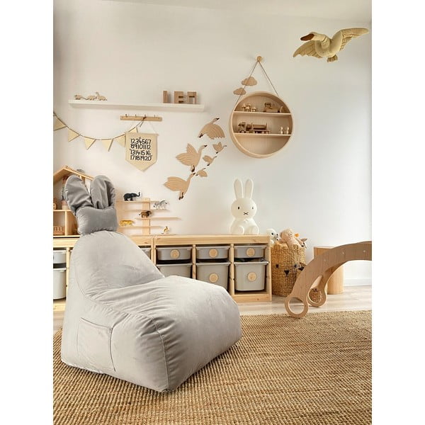 Világosszürke gyerek babzsák Funny Bunny – The Brooklyn Kids-image-1