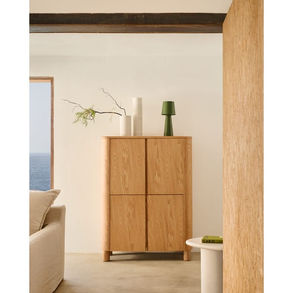 Natúr színű szekrény kőrisfa dekorral 100x134x40 cm Salaya – Kave Home-image-1