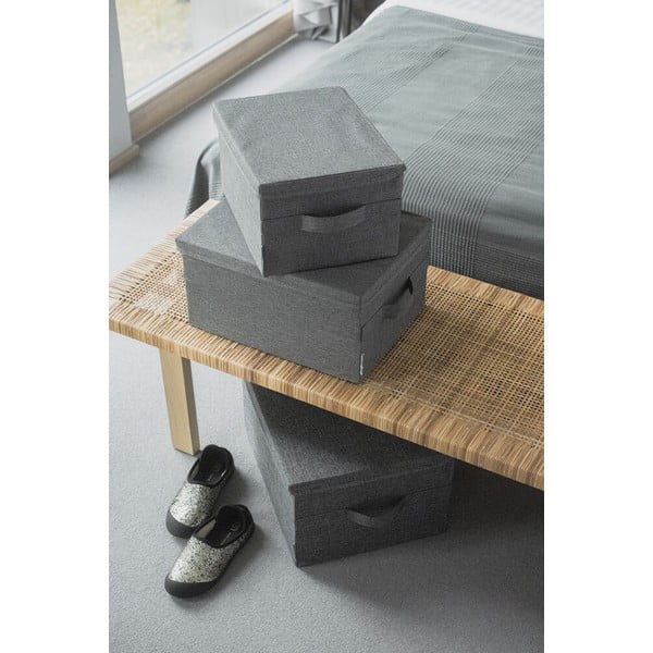 Szürke fedeles textil tárolódoboz 35x26x19 cm Soft Storage – Bigso-image-3