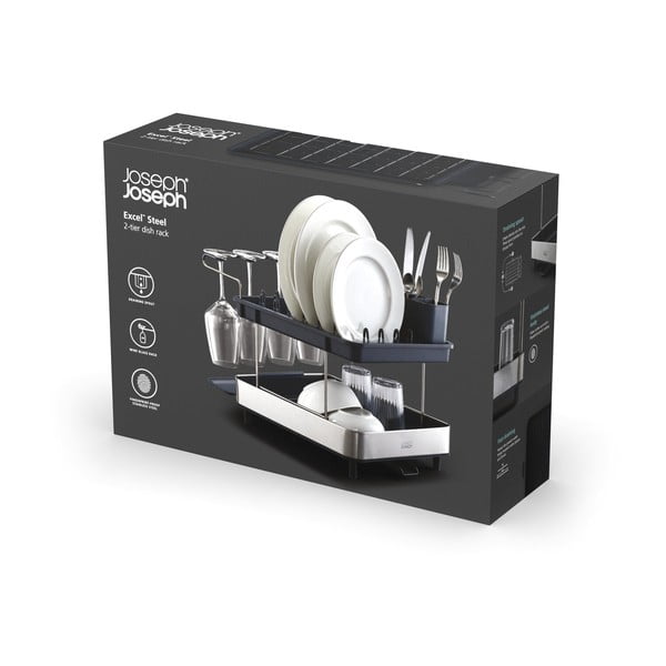 Szürke kétszintes rozsdamentes acél edényszárító Excel  – Joseph Joseph-image-4