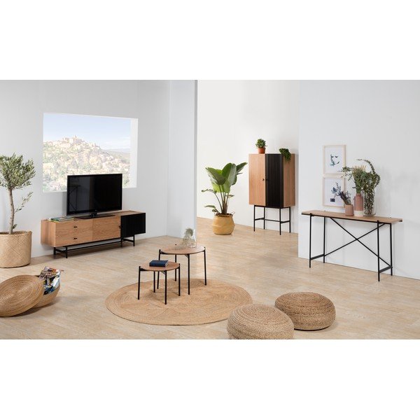 Piera 2 db-os tárolóasztal szett tölgyfa dekorral - Marckeric-image-1