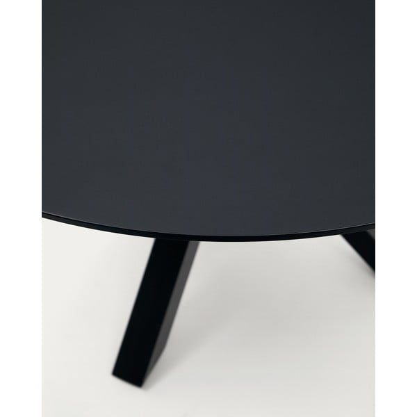 Fekete kerek étkezőasztal üveg asztallappal ø 150 cm Argo – Kave Home-image-3