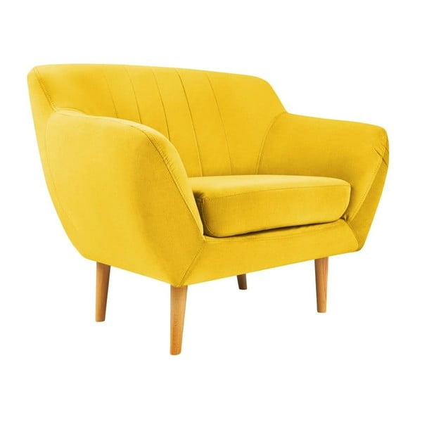 Sardaigne sárga bársony fotel - Mazzini Sofas-image-2