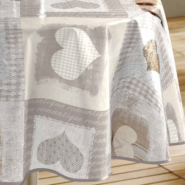 PVC lemosható asztalterítő ø 160 cm Cosy Coeur – douceur d'intérieur-image-1