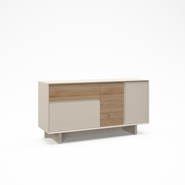 Bézs-natúr színű komód tölgyfa dekorral 146x76x45 cm Carpi – Marckeric-image-2