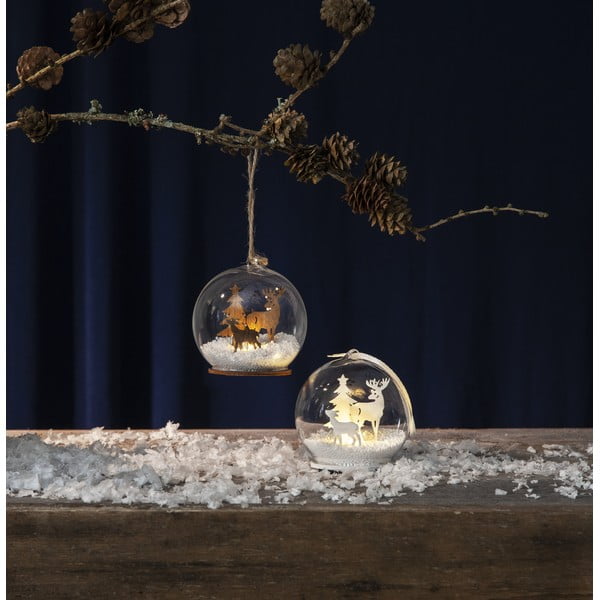 Natúr színű fénydekoráció karácsonyi mintával ø 8 cm Fauna – Star Trading-image-4