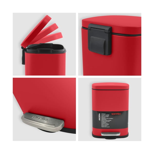 Piros acél pedálos szemetes 5 l   Akira – Spirella-image-4