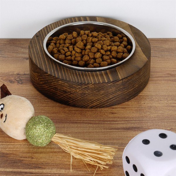 Kutyatál tömör lucfenyő tartóval - Petpetite-image-2
