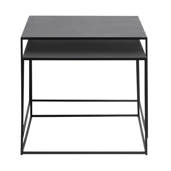 Fekete fém dohányzóasztal szett 2 db-os 65x65 cm Pebble – Unique Furniture-image-3