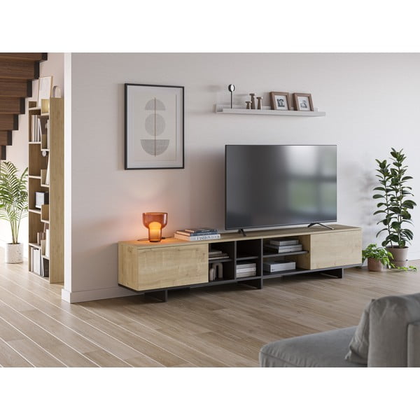 Natúr színű TV-állvány tölgyfa dekorral 230x44 cm Cequoia – Marckeric-image-1